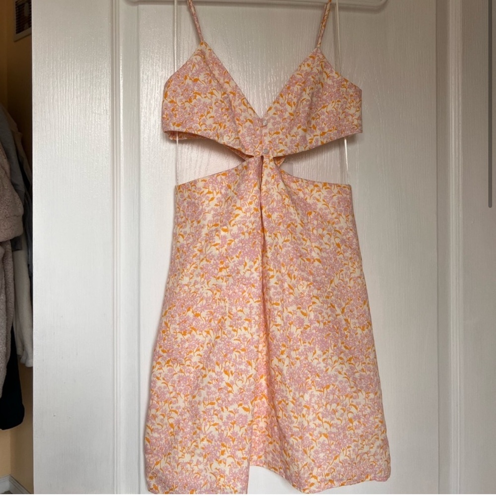 Zara Linen Cut out dress XS